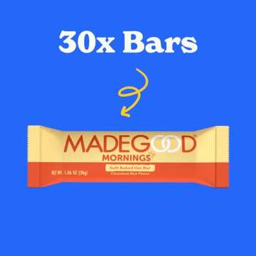 MadeGood Mornings Soft Baked Breakfast Bars, Cinnamon Bun 1.06 Oz (30 Count) Gluten Free Snacks