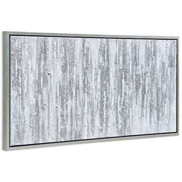 Empire Art Direct Abstract Wall Art Textured Hand Painted Canvas by Martin Edwards, Champagne Frame, 24" x 48", Silver Frequency