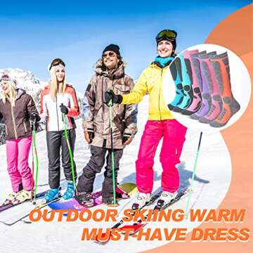 Handepo 6 Pair Ski Socks for Women Men Snow Winter Skiing Socks Thermal Warm High Socks for Skiing Snowboarding