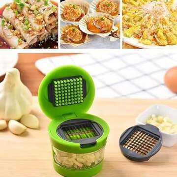 Premium Stainless Steel Garlic Press - Multifunctional Mincer & Grater