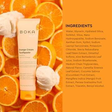 Boka Fluoride Free Toothpaste Nano Hydroxyapatite, Helps Remineralize, Appropriate for Sensitive Teeth, Whitening - for Adult, Kids Oral Care - Orange Cream Flavor, 4oz 1Pk - US Manufactured