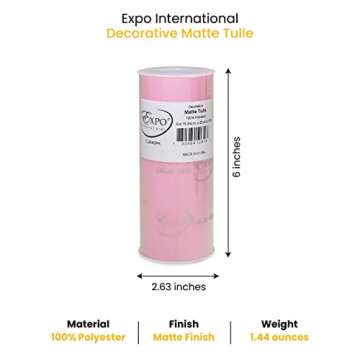 Expo International Decorative Matte Tulle Spool of 6 Inch X 25 Yards | Pink