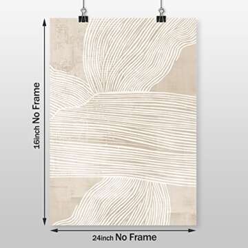 Abstract Beige Canvas Wall Art Boho Mid Century Modern Prints Wall Decor for Living Room Neutral Line Art Prints Minimalist Line Art Wall Decor Canvas Beige Boho Painting Wall Deocr 16x24inch No Frame