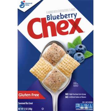 Blueberry Chex Cereal, Gluten Free Breakfast Cereal, Made with Whole Grain, 12 OZ