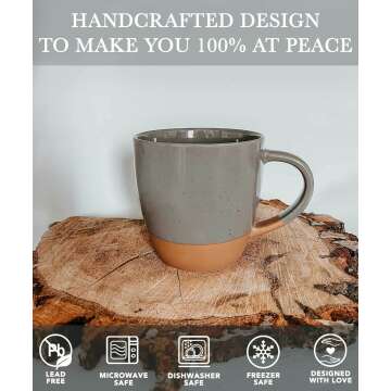 Mora Ceramic Latte Mug Set - 16oz Stylish Coffee Cups