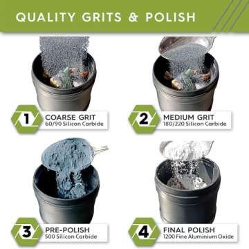 Polly Plastics Rock Tumbler Grit and Polish Refill Media Kit | 4-Steps Supplies for Tumbling and Polishing Stones and Gems | Professionals Adults and Kids | Polish 20lbs of Rocks