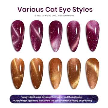 Beetles Cat Eye Gel Nail Polish Set, 6 Colors Purple Glitter Nude Sparkle Stunning Champagne Burgundy Gold lavender Magnetic Effect Nail U v Gel Polish Art Design Valentine's Day Gifts for Women