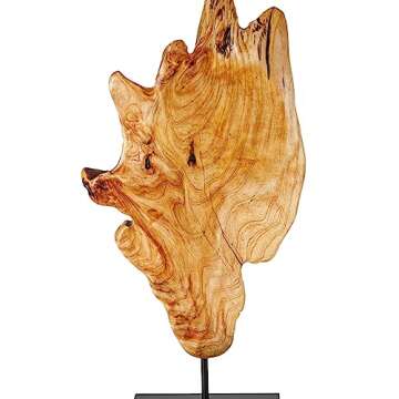 THY COLLECTIBLES Irregular Handcarved Root Wood Sculture, Wood Tabletop Abstract Standing Sculture for Home Decor Natural Edge Tabletop Statue (Small)