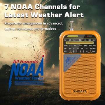 XHDATA D221 NOAA Weather Radio Portable AM FM Shortwave Radio Receiver, 2 AA Battery Operated, Transistor Radio with Excellent Reception for Emergency, Hurricane, Gift, Walking and Home (Orange)