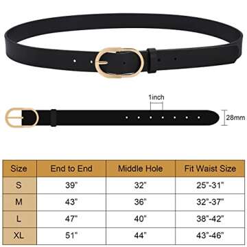 VONMELLI Women's Fashion Belts 3 Pack Gold Buckle