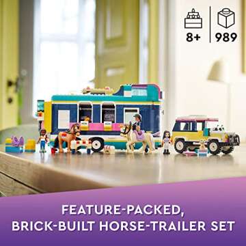 LEGO Friends Horse Show Trailer 41722, Horse Toy for 8 Plus Year Old Girls and Boys with 2 Horses, SUV Car and Riding Accessories, Animal Playset, Gift idea