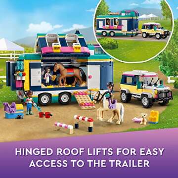 LEGO Friends Horse Show Trailer 41722, Horse Toy for 8 Plus Year Old Girls and Boys with 2 Horses, SUV Car and Riding Accessories, Animal Playset, Gift idea