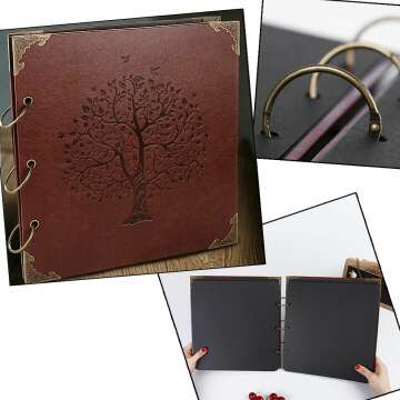 DIY Vintage Leather Photo Album Scrapbook 50 Pages