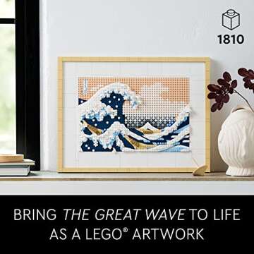 LEGO Art Hokusai – The Great Wave 31208, 3D Japanese Wall Art, Framed Ocean Canvas Picture for Home or Office Décor, Creative DIY Activity, Arts & Crafts Kit, Hobbies for Adults