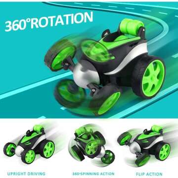 EpochAir Green RC Stunt Car - 360° Rotation Fun