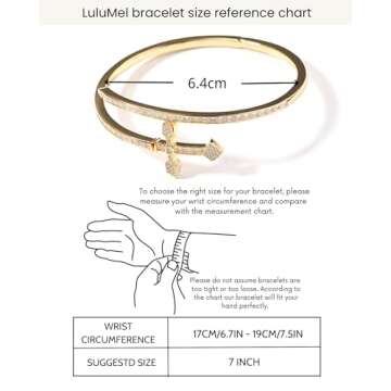 Lulu Mel Iced Out Baguette Diamond Bracelet Jewelry for Women, Hip Hop Mens 14k Gold Silver Plated Cubic Zirconia Bangle Bracelet, Men Heart Cuff Bracelet With Jewelry Box (Gold/Sword,7inch)