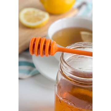 Jarware Honey Dipper Lid for Regular Mouth Mason Jars, Orange, 16-Ounce