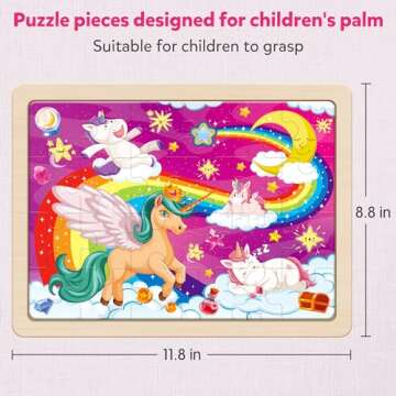 SYNARRY Large Unicorn Princess Fairy Wooden Puzzles for Girls Gift Box , 24 Pcs Puzzles for Kids Ages 4-6