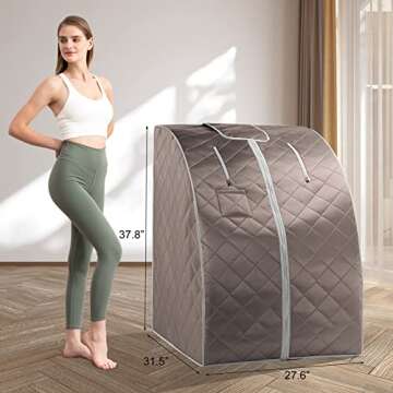 ZONEMEL Portable Far Infrared Sauna for Home, Personal Sauna for Relaxtion & Detox at Home, Full Body Sauna Tent with Heating Foot Pad, Folding Chair (L 27.6’’ x W 31.5’’ x H 37.8’’)