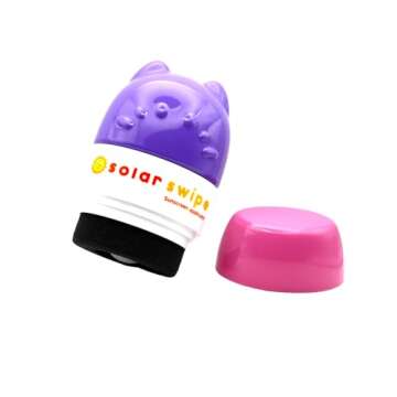 Solar Swipe Sunscreen Applicator for Kids and Adults, Portable, Washable, Easy on the Go Sunscreen Application for Any Age and Skin (Purple Pink)