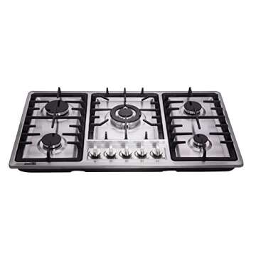 Deli-kit® 34 inch Gas Cooktop Dual Fuel Sealed 5 Burners Stainless Steel Gas Cooktop Drop-In Gas Hob DK258-A01 Gas Cooker