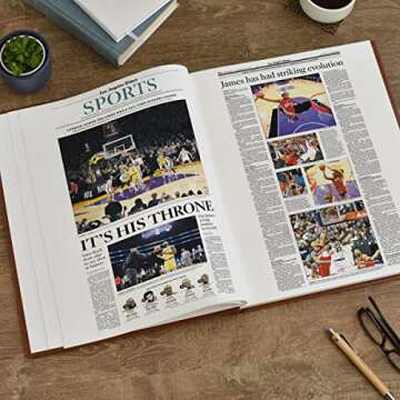 Signature gifts Los Angeles Basketball Newspaper History Book,Personalized A3 Large Deluxe Hardcover - LA Basketball Fan - Keepsake Gift - Name Gold Embossed (Lakers)