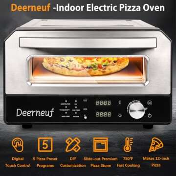 Electric Pizza Oven Indoor - Cooks 12" Pizzas in Minutes