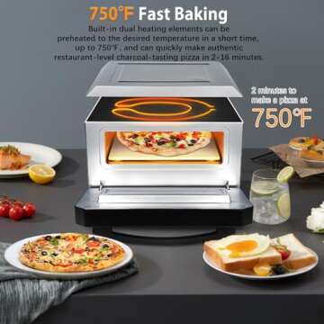 Electric Pizza Oven with 800°F Heat for Fast Cooking