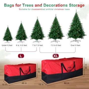 BSTGE Christmas Tree Storage Bag, Fits Up to 7.5 Ft Artificial Trees, Heavy-Duty Waterproof Storage Bags with Reinforced Handles, Dual Zippers & Card Slot, 600D Oxford Extra Large Moving Bags