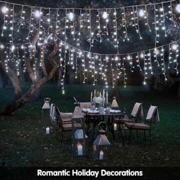 KiflyTooin Solar Christmas Lights Outdoor Waterproof Christmas Decorations Curtain Lights 320LED 29.5ft 60 Drops, Solar Powered Rechargeable Fairy Lights for Party, Wedding, Home Decorations(White)