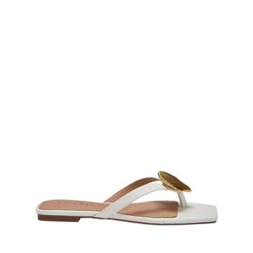 Katy Perry Women's Camie Shell Flat Sandal, Optic White, 8.5