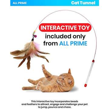 All Prime Cat Tunnel - Also Included is a ($5 Value) Interactive Cat Toy - Toys for Cats - Cat Tunnels for Indoor Cats - Cat Tube - Collapsible 3 Way Pet Tunnel - Great Toy for Cats & Rabb (Pink)