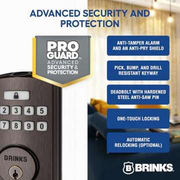 Brinks Fingerprint & Keypad Electronic Door Lock with Deadbolt, High-Security Keyless Entry Smart Lock for Front Door