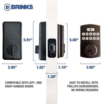 Brinks Fingerprint & Keypad Electronic Door Lock with Deadbolt, High-Security Keyless Entry Smart Lock for Front Door