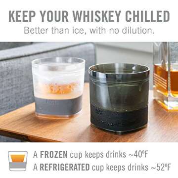 Host Freeze Cooling cups set of 2, Old Fashioned Glass with Silicone band for Bourbon, Scotch, and Whiskey, Whisky Gifts for Men, Grey