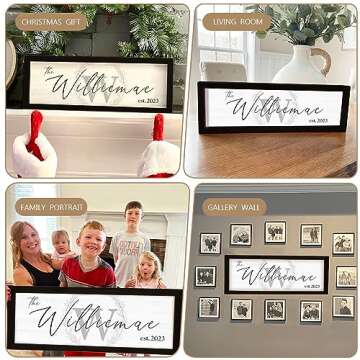 Last Name Signs for Home, Personalized Wall Decor, Monogram Gifts, Framed Wooden Family Name Sign for Home Decor, Custom Wood Signs, Established Signs