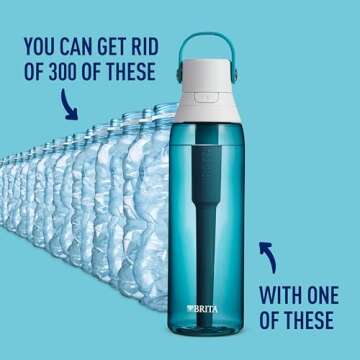 Brita Hard-Sided Plastic Premium Filtering Water Bottle, BPA-Free, Reusable, Replaces 300 Plastic Water Bottles, Filter Lasts 2 Months or 40 Gallons, Includes 1 Filter, Sea Glass - 26 oz.