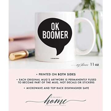 Digibuddha OK Boomer Gift Mug Funny Novelty Meme Trending Baby Boomers Generation Z Insult Shut Up Okay Old Person Political Saying Joke Fun 11 oz Ceramic Coffee Cup