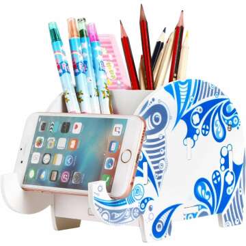 Elephant Pencil Holder With Phone Stand