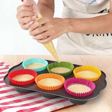 Caperci Rainbow Standard Cupcake Liners Bright Colorful Muffin Baking Cups 350-Count, Odorless, Upgraded & Food Grade Grease-Proof Paper