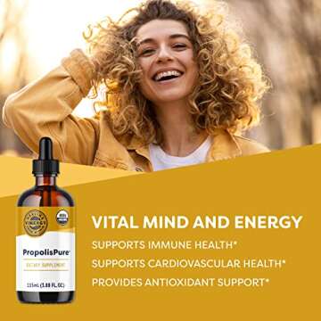 Vimergy PropolisPure® – Supports Immune and Respiratory Health* – Benefits Oral Health* – USDA Certified Organic, Kosher, Paleo-Friendly, Gluten-Free – 115 mL (57 Servings)