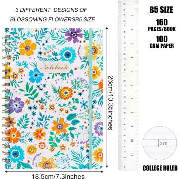 Stylish B5 Spiral Notebooks - 3 Pack for Students