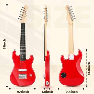 Meiou 30 Inch Kids Electric Guitar Beginner Kits ST Style Mini Electric Guitar withAmp,Bag,Tuner, Picks, Cable, Strap, Strings (Red)