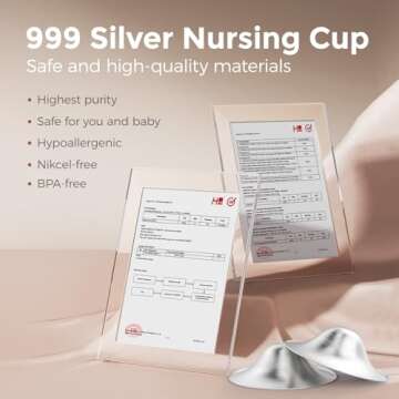 Momcozy 999 Silver Nursing Cups, Hole-Free Design, 999 Silver Nipple Shields, Breastfeeding Essentials, Silver Nipple Shields for Breastfeeding Newborns, Metal Nipple Shields, XL Size