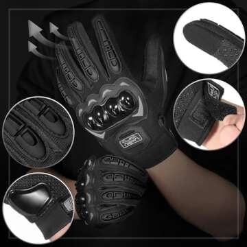 COFIT Motorcycle Gloves Breathable, Touchscreen Motorbike Gloves Anti-Slip with Good Grip Hard Knuckles Protection for Men Women Motocross, BMX ATV MTB Cycling, Road Racing - Black XXL