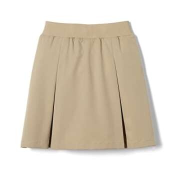 French Toast Girls' Pull-On Kick Pleat Scooter School Uniform Skirt, Khaki, 3T