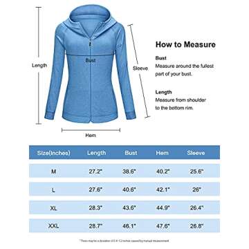 Tanst Sky Zip Up Sweatshirts for Women, Women's Workout Jacket Long Sleeve Sports Hoodies Hiking Running Athletic Shirts Moisture Wicking Stretchy Gym Clothes Blue Large