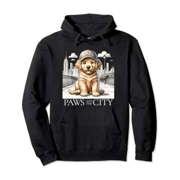 Golden Retriever Dog New York City Skyline, NYC Puppy Pullover Hoodie