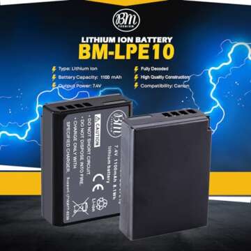 BM Premium LP-E10 Batteries 2-Pack for Canon