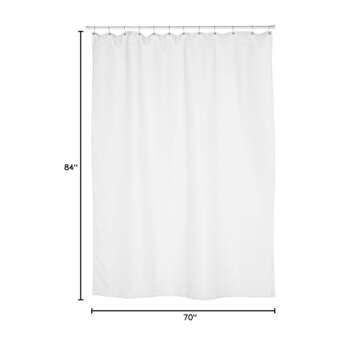 Carnation Home Fashions Fabric Extra Long Shower Curtain Liner,Extra Long Size, 70 inches x 84 inches, White